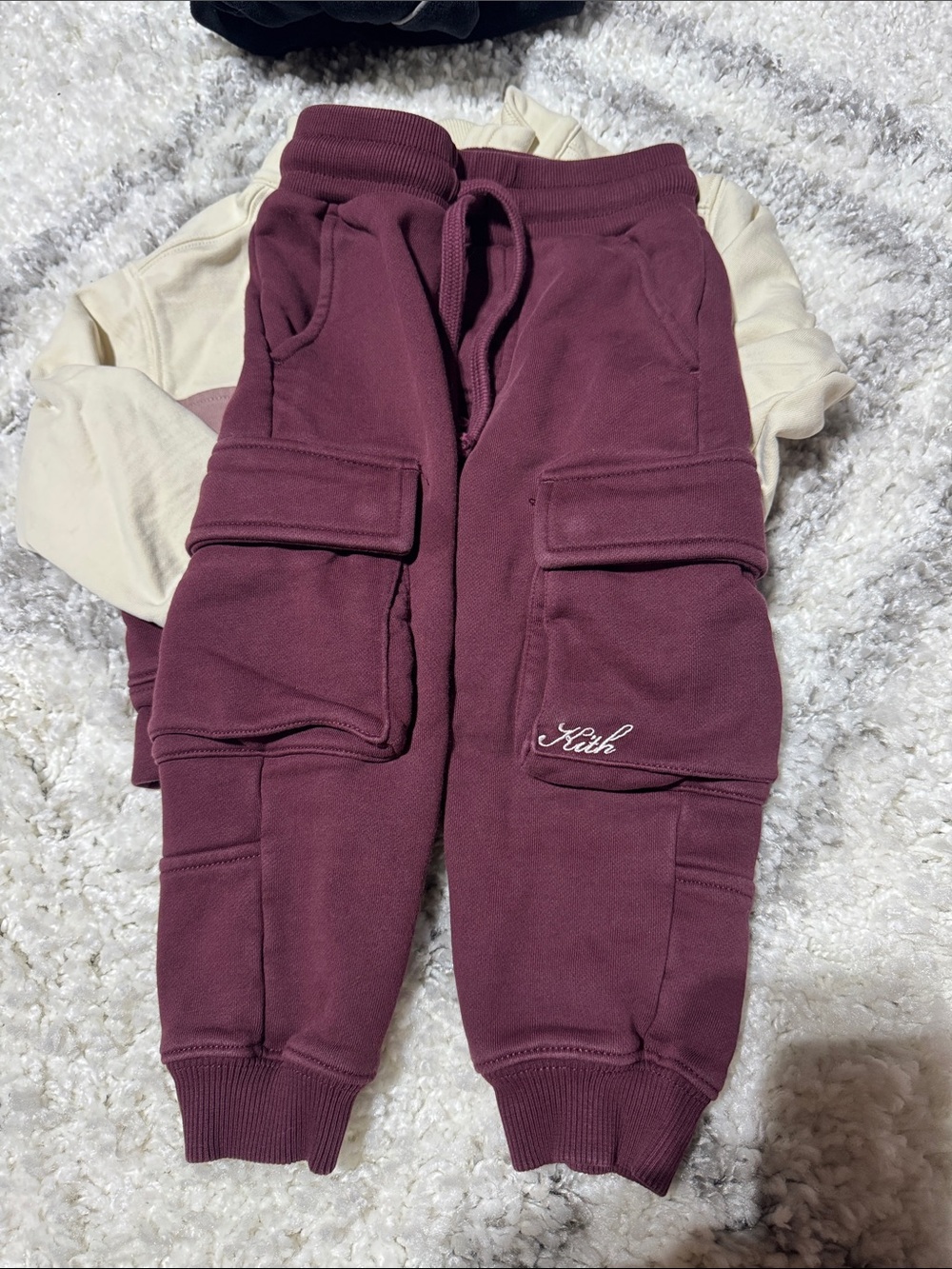 Kith Kids Burgundy and Cream Two-Piece Jogger Set 2t like new msrp $150 - Picture 2 of 3